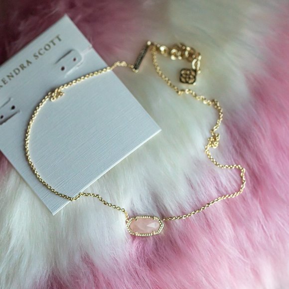 Kendra Scott Gold ELISA Rose Quartz Necklace - Picture 2 of 3